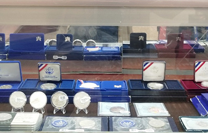 Coin display at The Money Stop